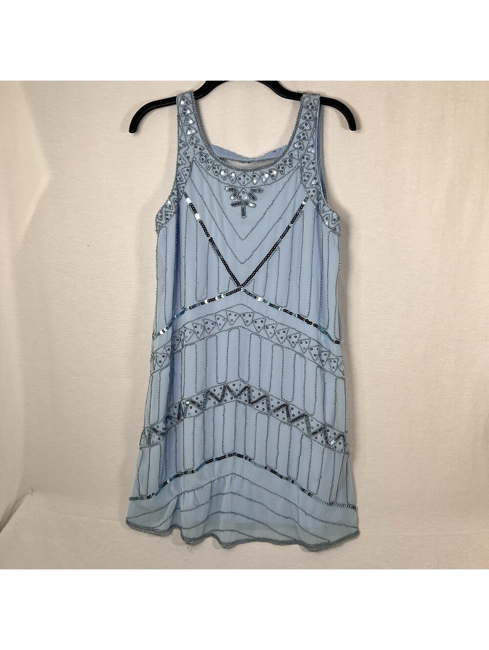 Molly Bracken Blue Sequin Beaded Dress Sz S NEW!